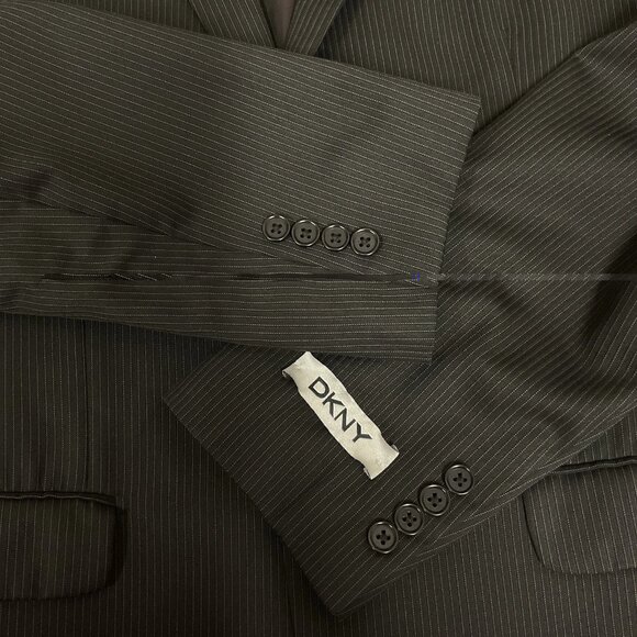 DKNY Macys Men’s Store Black Striped Two Bottoms Blazer Size 42L - Picture 5 of 9